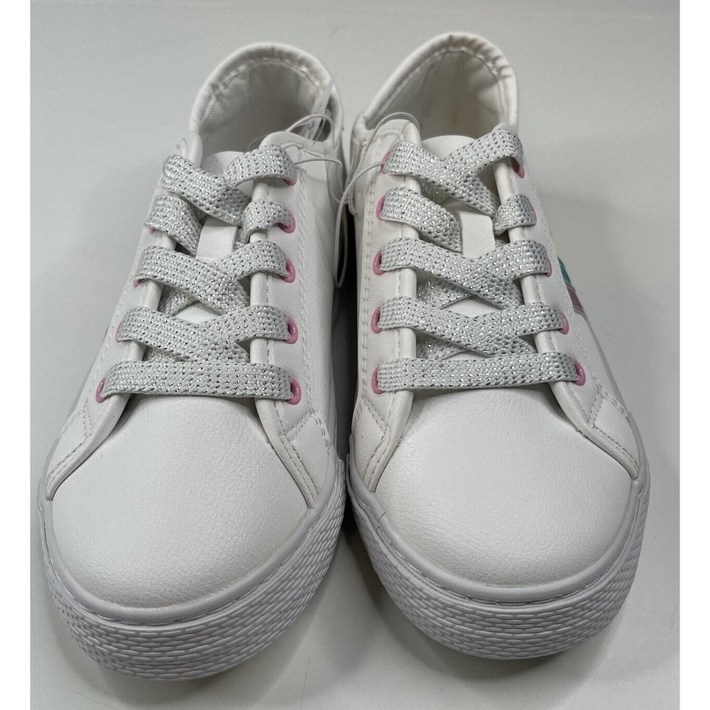NEW The Children’s Place Rainbow Sneakers Size 3 Girls White Lace Up - Picture 2 of 10